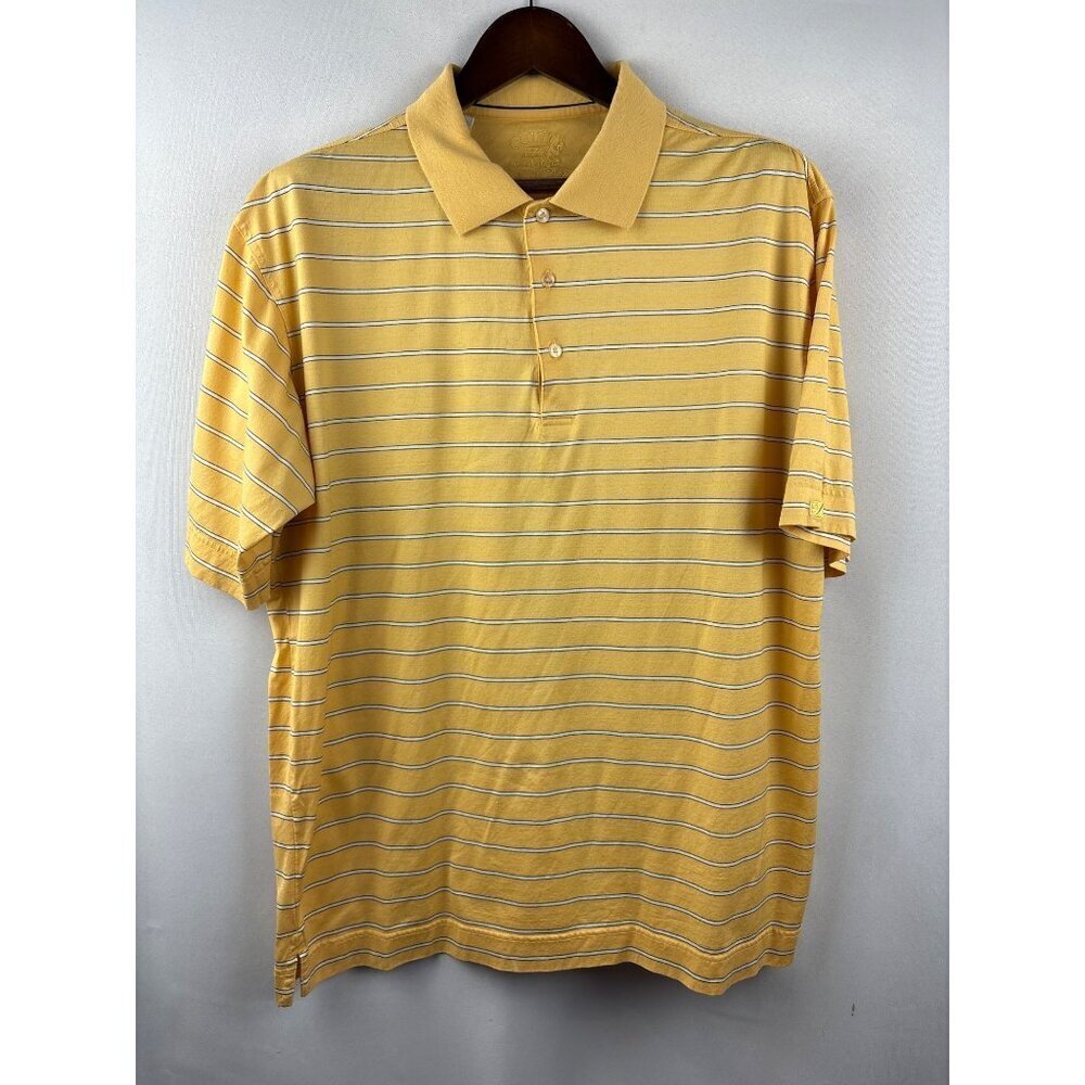 Men’s Vintage Cutter & Buck Large Yellow w/ B&W Striped Golf Shirt